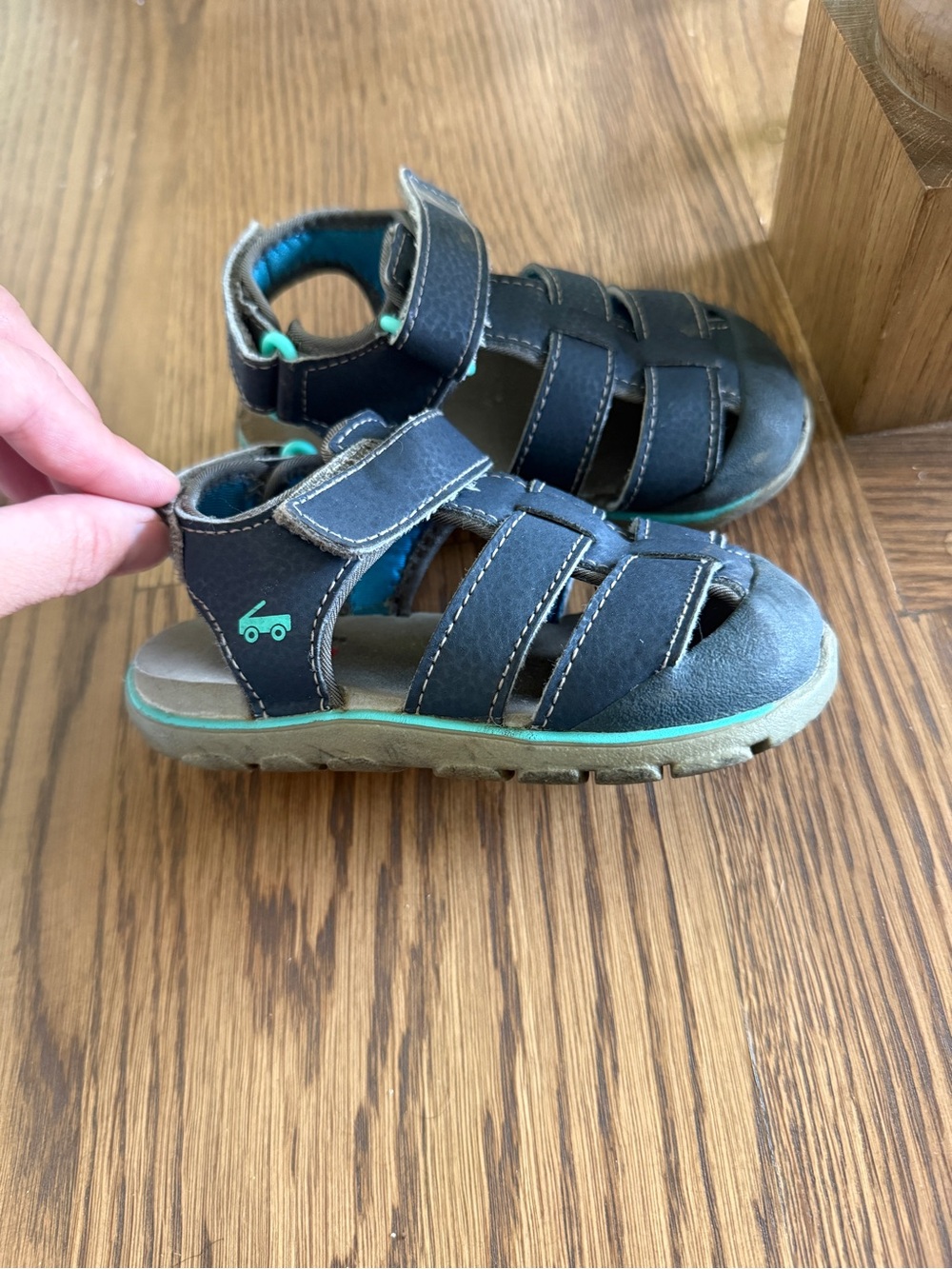 See Kai Run Navy Sandals with Teal Trim